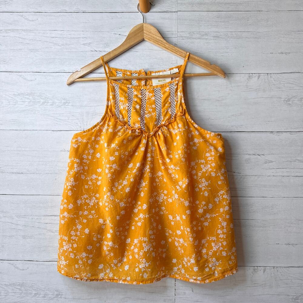 Maeve by Anthropologie Top Womens Size Small Gold Martell Halter Floral Tank